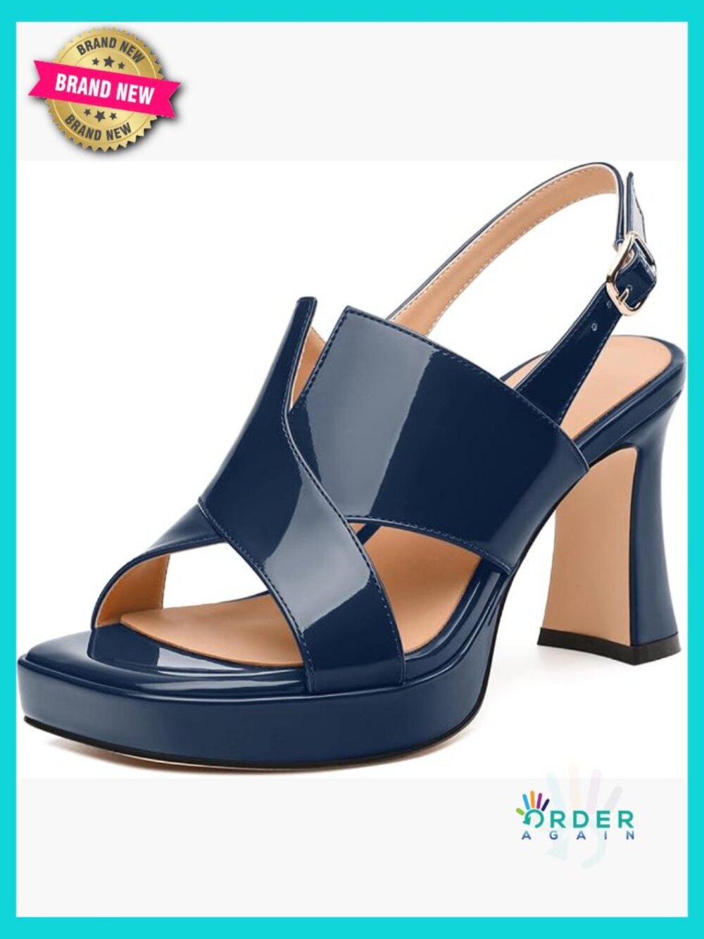 Platform Sandals Square Peep Toe Chunky Heel Ankle Strap Heeled Sandals Buckle